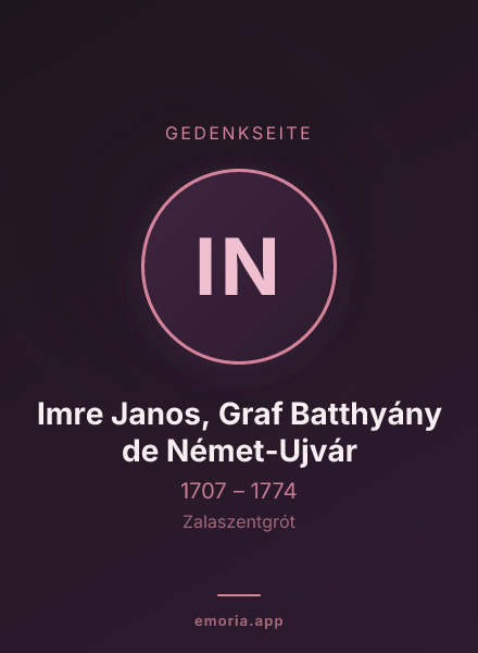 Gedenkportrait von Imre Janos, Graf Batthyány de Német-Ujvár