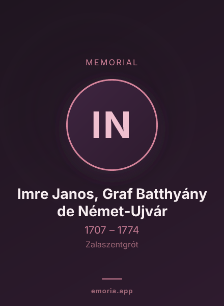 Memorial portrait of Imre Janos, Graf Batthyány de Német-Ujvár