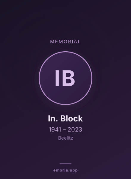 Memorial portrait of In. Block