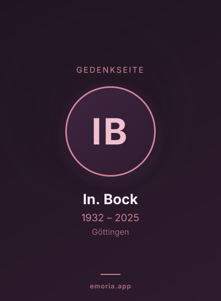 Gedenkportrait von In. Bock
