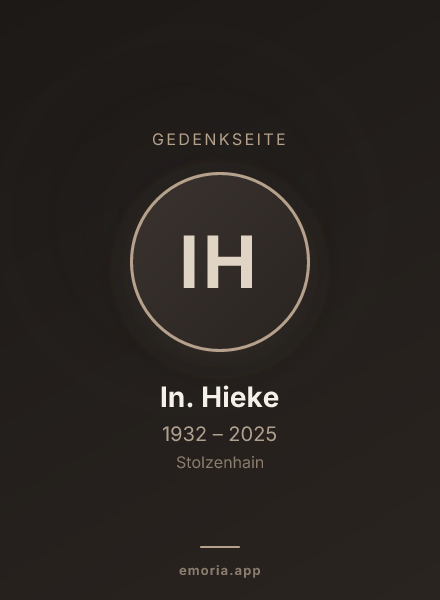 Gedenkportrait von In. Hieke