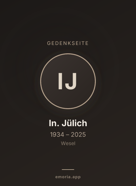 Gedenkportrait von In. Jülich