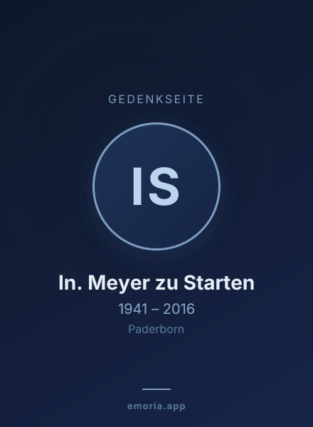 Gedenkportrait von In. Meyer zu Starten