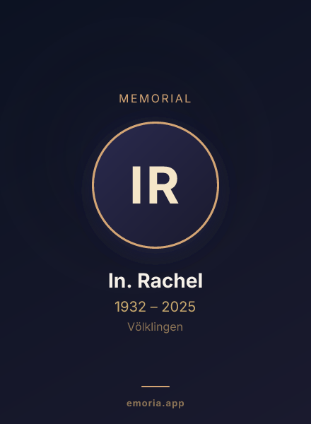 Memorial portrait of In. Rachel
