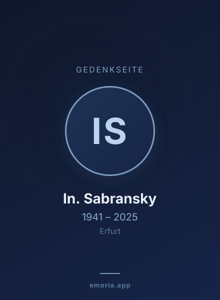 Gedenkportrait von In. Sabransky