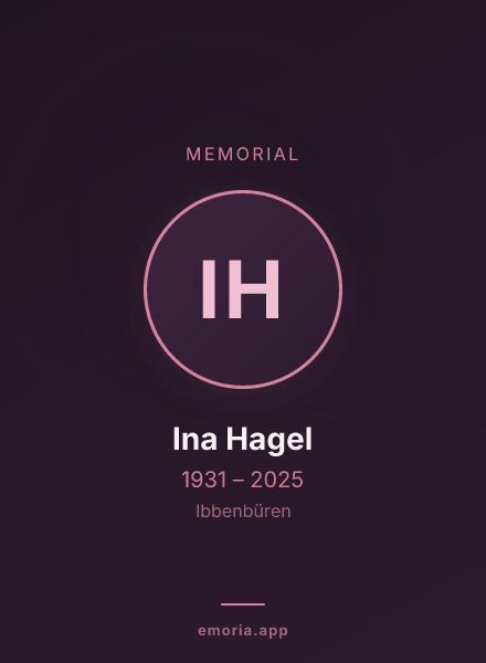 Memorial portrait of Ina Hagel