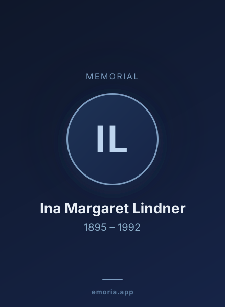 Memorial portrait of Ina Margaret Lindner
