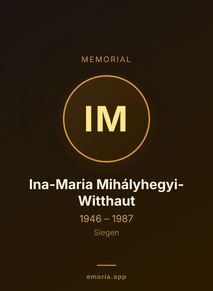 Memorial portrait of Ina-Maria Mihályhegyi-Witthaut