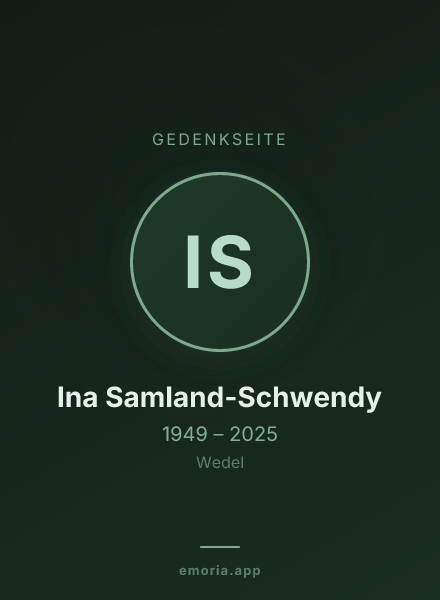 Gedenkportrait von Ina Samland-Schwendy