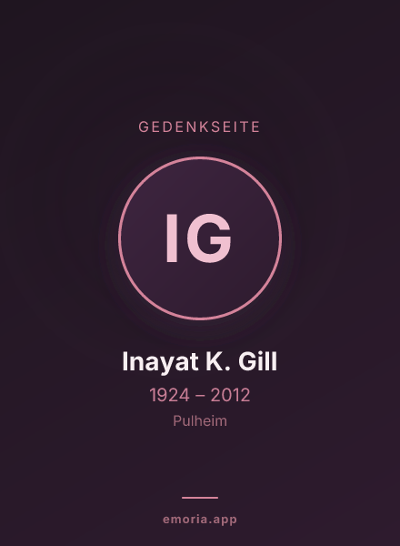 Gedenkportrait von Inayat K. Gill