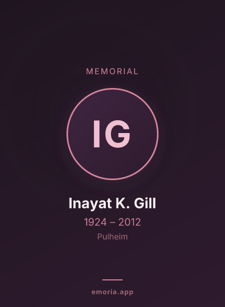 Memorial portrait of Inayat K. Gill
