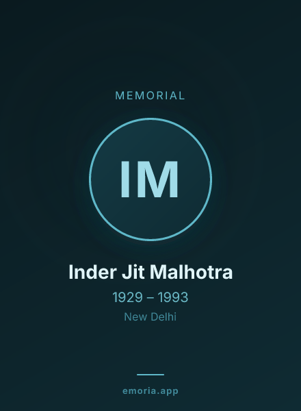 Memorial portrait of Inder Jit Malhotra