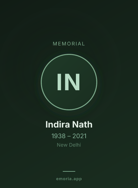 Memorial portrait of Indira Nath
