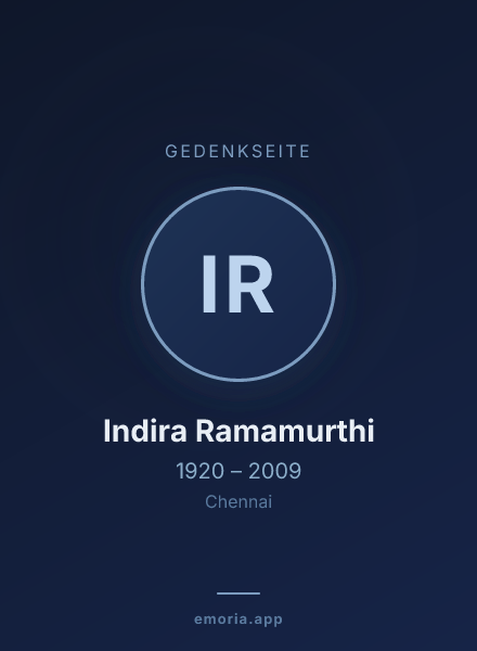 Gedenkportrait von Indira Ramamurthi