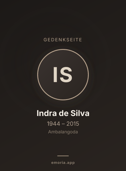 Gedenkportrait von Indra de Silva