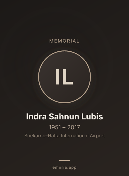 Memorial portrait of Indra Sahnun Lubis
