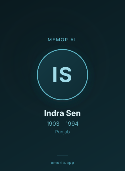 Memorial portrait of Indra Sen