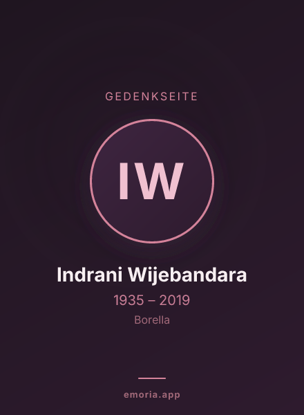 Gedenkportrait von Indrani Wijebandara