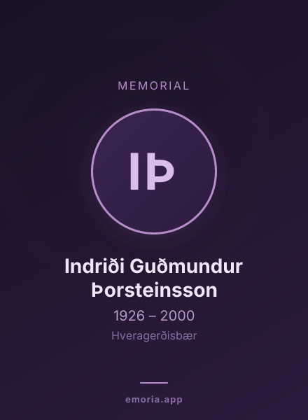 Memorial portrait of Indriði Guðmundur Þorsteinsson