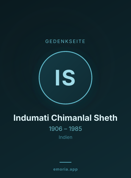Gedenkportrait von Indumati Chimanlal Sheth