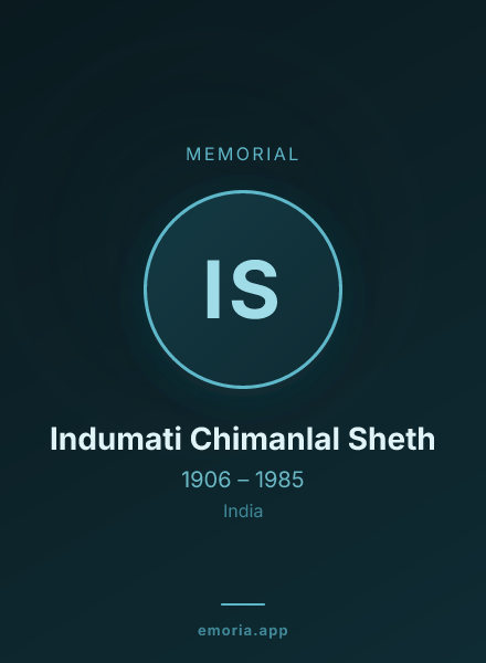 Memorial portrait of Indumati Chimanlal Sheth