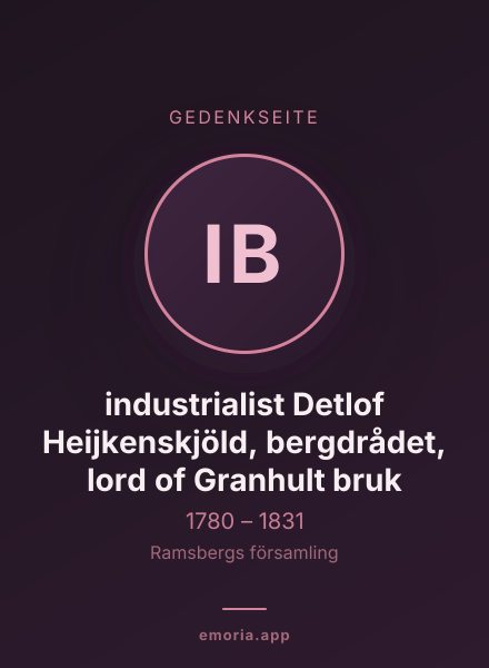 Gedenkportrait von industrialist Detlof Heijkenskjöld, bergdrådet, lord of Granhult bruk