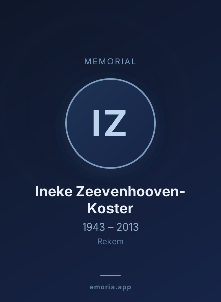 Memorial portrait of Ineke Zeevenhooven-Koster