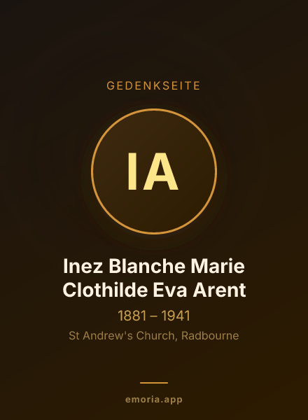 Gedenkportrait von Inez Blanche Marie Clothilde Eva Arent