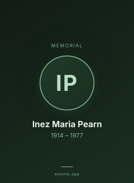 Memorial portrait of Inez Maria Pearn
