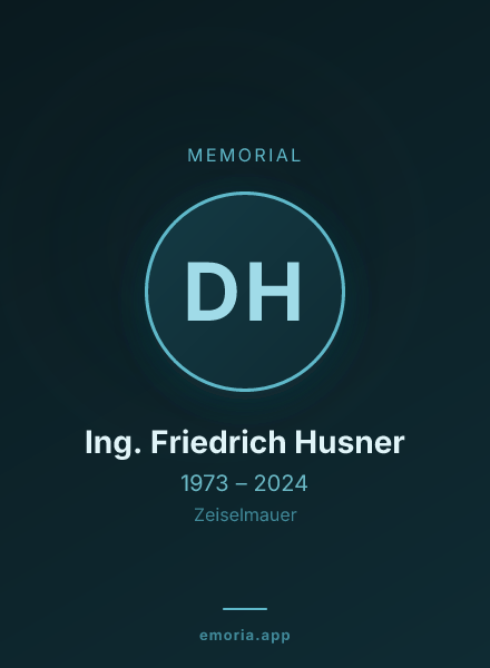 Memorial portrait of Dipl. Ing. Friedrich Husner