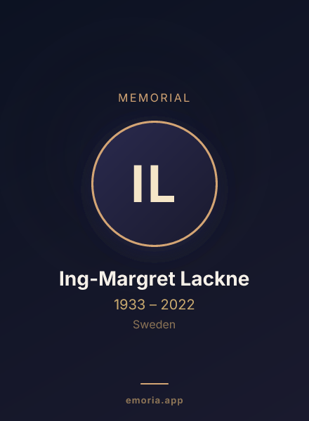 Memorial portrait of Ing-Margret Lackne