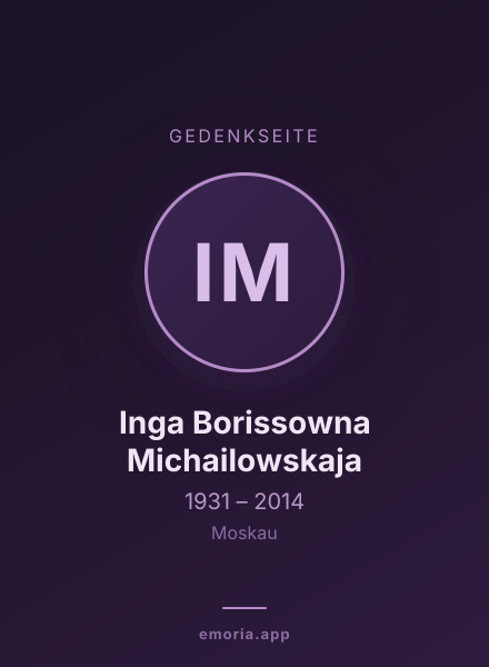 Gedenkportrait von Inga Borissowna Michailowskaja