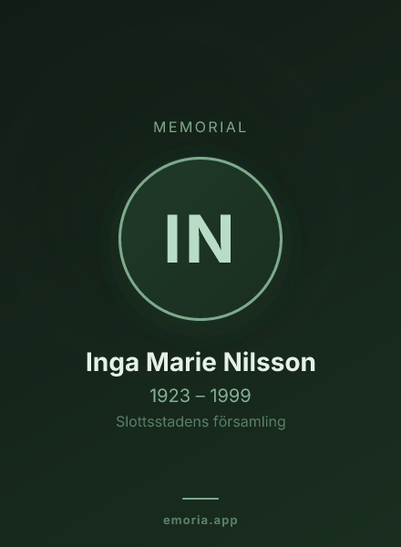 Memorial portrait of Inga Marie Nilsson