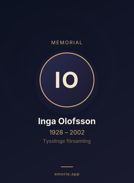 Memorial portrait of Inga Olofsson