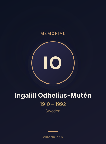 Memorial portrait of Ingalill Odhelius-Mutén