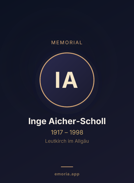 Memorial portrait of Inge Aicher-Scholl