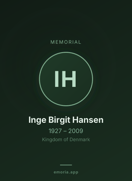 Memorial portrait of Inge Birgit Hansen