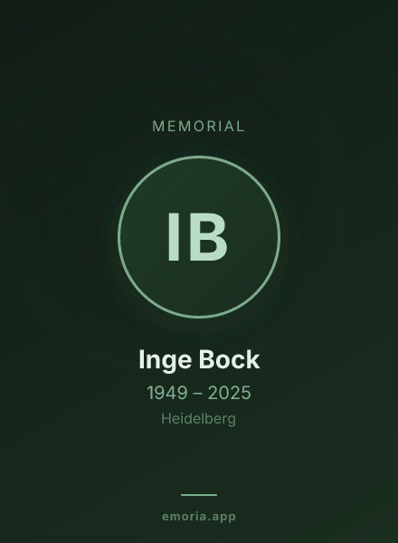Memorial portrait of Inge Bock