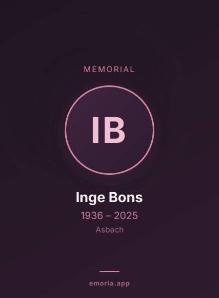 Memorial portrait of Inge Bons