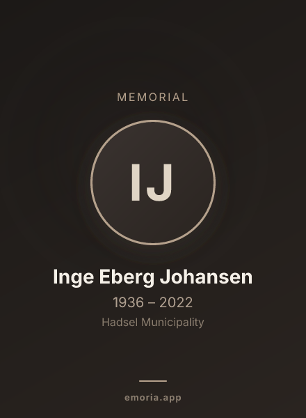 Memorial portrait of Inge Eberg Johansen