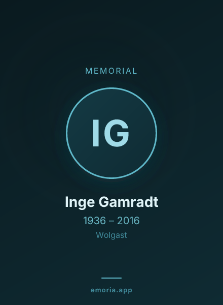 Memorial portrait of Inge Gamradt