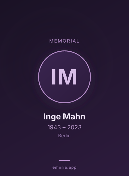 Memorial portrait of Inge Mahn