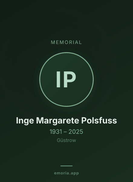Memorial portrait of Inge Margarete Polsfuss