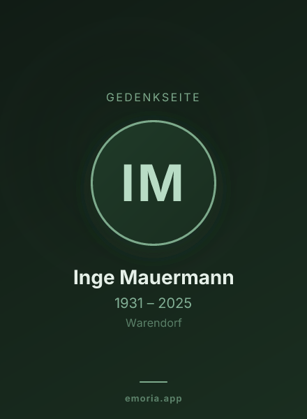 Gedenkportrait von Inge Mauermann