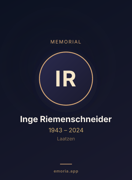 Memorial portrait of Inge Riemenschneider