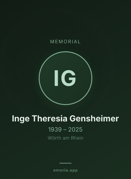 Memorial portrait of Inge Theresia Gensheimer