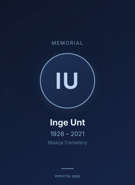 Memorial portrait of Inge Unt