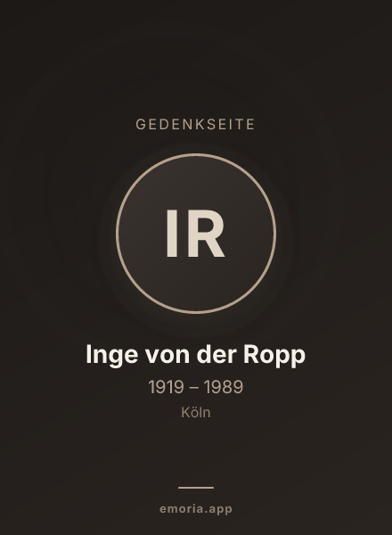 Gedenkportrait von Inge von der Ropp