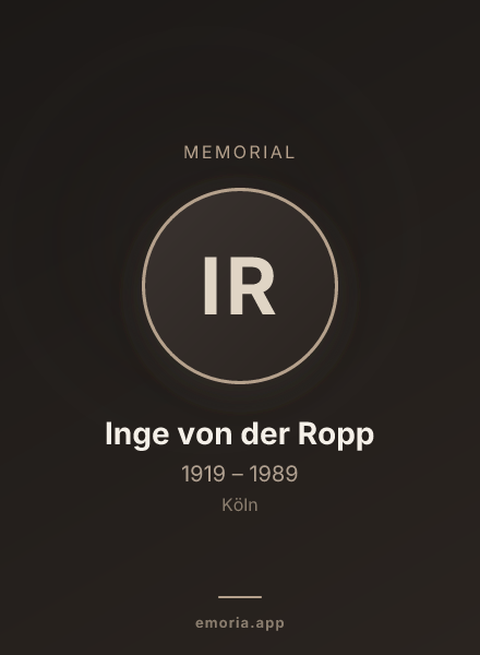 Memorial portrait of Inge von der Ropp