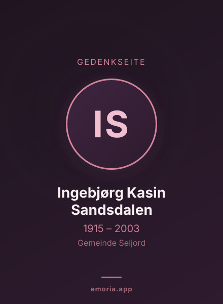 Gedenkportrait von Ingebjørg Kasin Sandsdalen